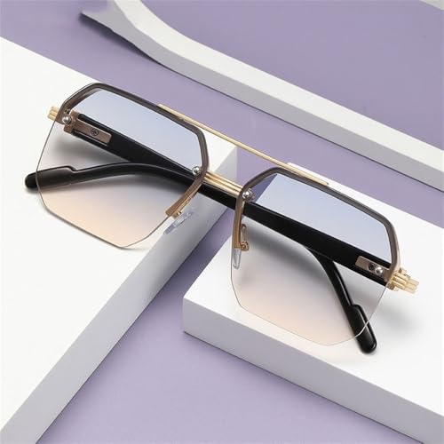 Semi Rimless Sunglasses Lady's Square Gradient Suneyeglass Outdoors Casual Vacation UV4003