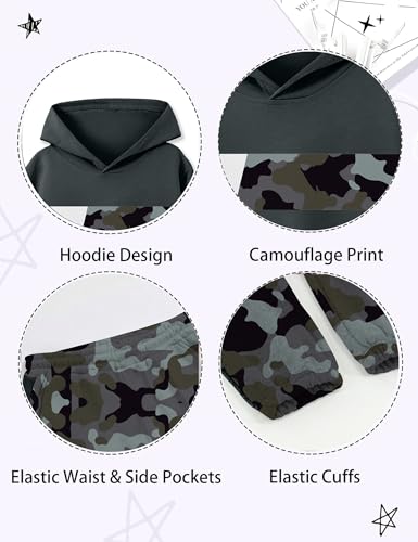 Image of Boys Clothes Boy Outfits 2-Piece Long Sleeve Hoodie and Camouflage Pants Boys Fall Winter Clothes for 6-16 Years