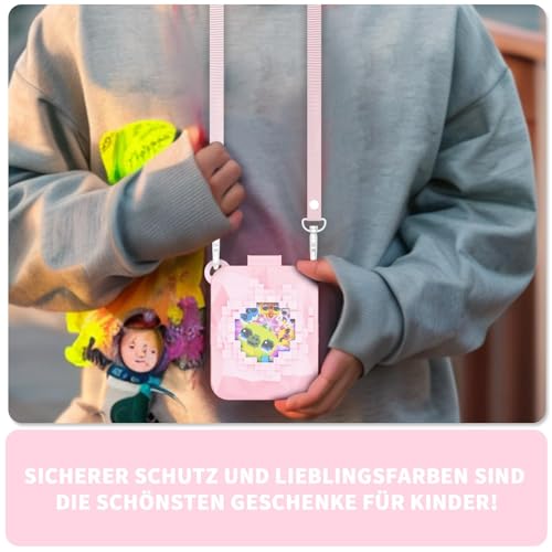 Digitale Haustier Silikon Schutzhülle für Bitzee Magicals, stoßfest, Kratzfest, kommt mit hängendem Seil Zubehör, passend für Bitzee Magicals (rosa)
