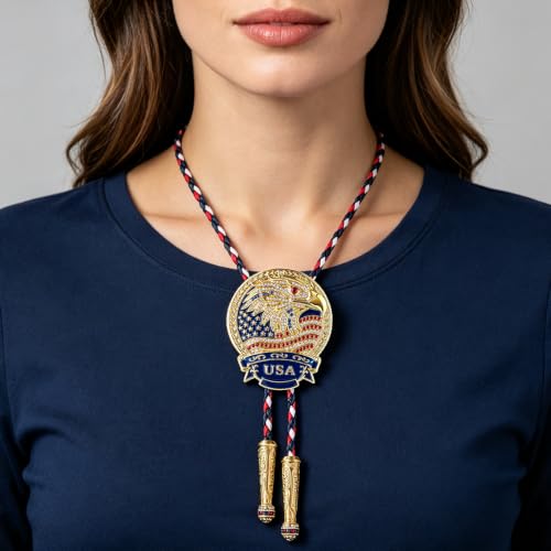 Image of GelConnie Bolo Ties for Men Women Western Cowboy Tie Mens Western Necklace Leather Necktie Gold Bolero Tie Cowboy Necklace