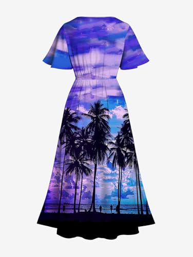 Image of Matchable Couple Hawaiian Sea Beach Starfish Turtle Shell Print Shirt or Plus Size Midi Split A Line Dress