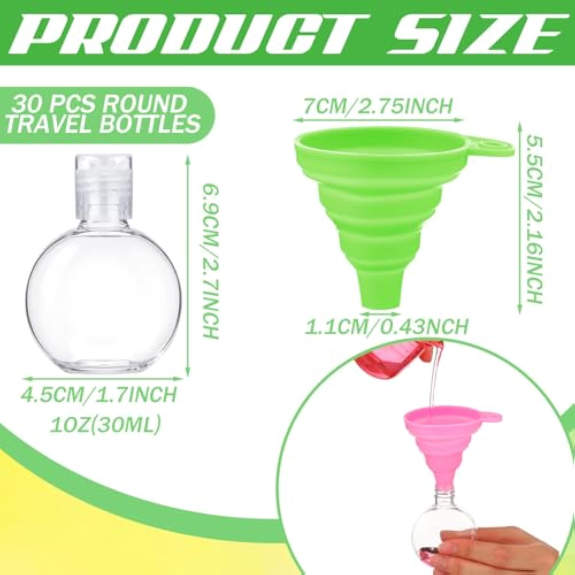 32 Pcs Travel Bottles Empty Hand Sanitizer Bottles with Keychain