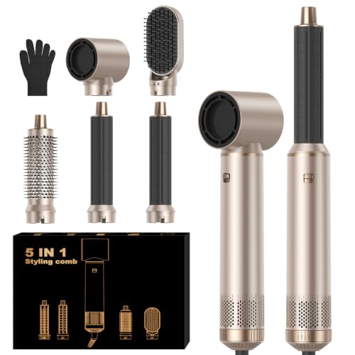 Image of 5 in 1 Blow Dryer Brush, Upgrade Hair Dryer Brush Set Negative Ion Air Styler Curling Wrap Air Curler, Hot Air Brush Curling Iron Hair Styling Tools As A Gift for Straight /Curl /Dry /Smooth