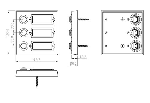 HUBER Aufputz Klingeltaster 3 fach aus Metall - Türklingelknopf mit Namensschild - Haustürklinge Aufputz I Taster aus Messing verchromt - Klingel Haustür 3 fach