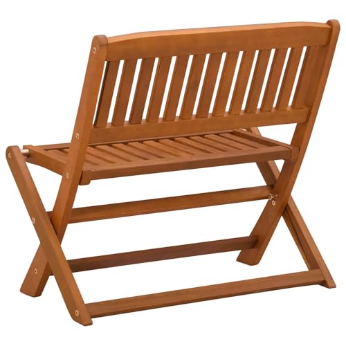 Banco infantil de madera de eucalipto marrón plegable de 61x38x57 cm para jardín 6