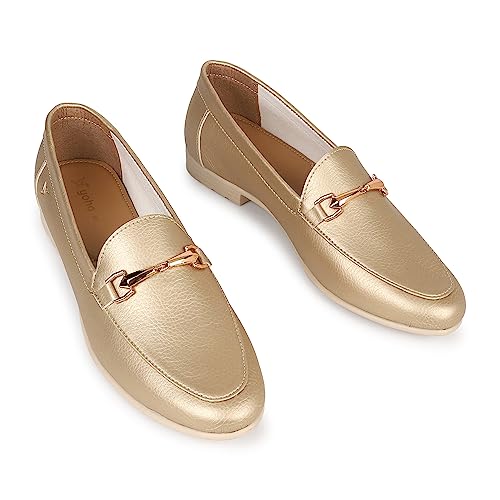 Image of YOHO Bliss Comfortable Slip On Formal Buckle Loafer for Women | Stylish Fashion Moccasins Range | Cushioned Footbed Finish | Flexible and Office Wear Shoe