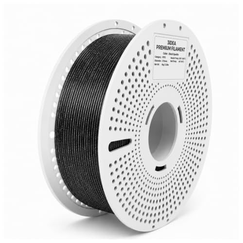 Image of 3IDEA PETG Sparkle 3D Printer Filament 1.75mm, Black Sparkle, 1KG with Reusable Spool, Dimensional Accuracy ±0.02mm, Premium PETG for Strong, Smooth & Durable Prints