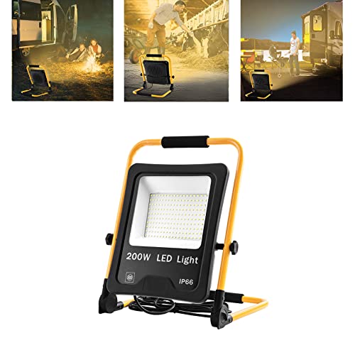 LED Baustrahler Mit Stativ – 2x 200W, Warmweiß, IP66 Wasserdicht, Höhenverstellbar Bis 1,5 M