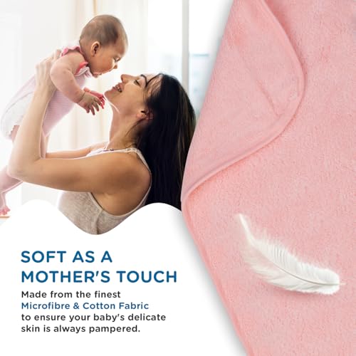 Image of Mee Mee Hooded Baby Bath Towel for New Born | Wash Cloth, Quick Absorbent, Can be Used for Baby Swaddling, Extra Soft Cotton Towels for Kids /Toddlers /Infants /Babies, Pack of 1, (Pink Cat) 80X80 CM