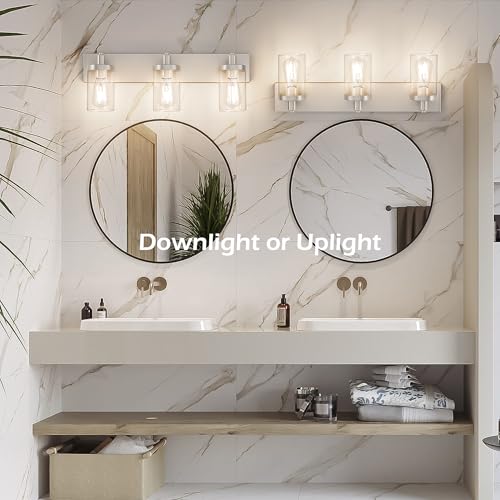Aipsun Brushed Nickel Bathroom Light Fixtures 3 Lights Vanity Light for Bathroom Lighting Fixtures Over Mirror(Exclude Bulb) by Aipsun - Used condition - Image 2