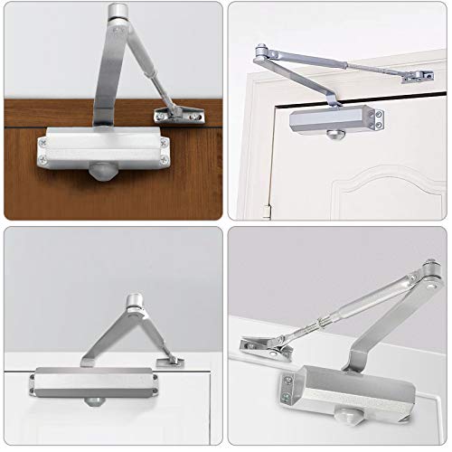 Automatic Door Closer Adjustable Spring Hydraulic Door Closer, Aluminum Finish Automatic Door Closing Commercial & Home Use For 45Kg Middle-Weight Door #TOP5
