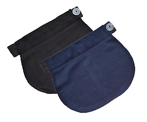 Mija - Juego de 2: Maternidad Embarazo banda de cintura AJUSTABLE extensor elástico de cintura 1029 (Negro + Armada) Cover