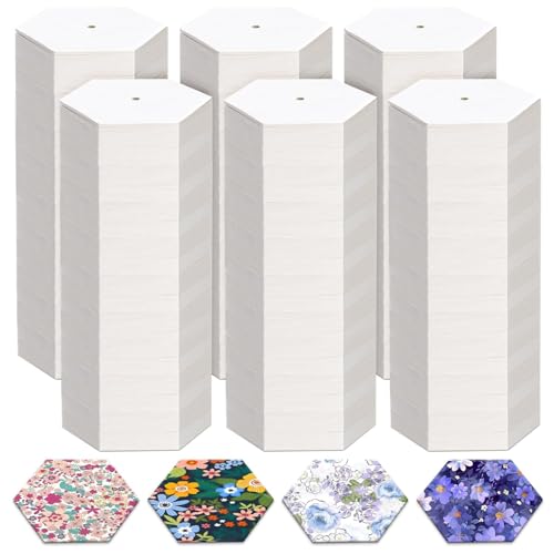 Neworkg 1200 PCS 1 Inch White Hexagon Piecing Paper Templates Quilting Templates Accessories for DIY Patchwork Crafts and Sewing Supplies
