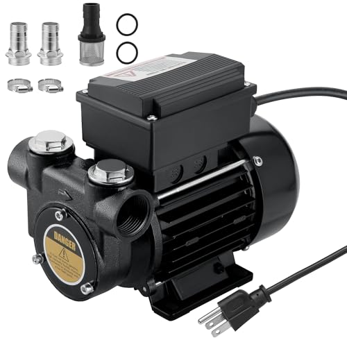 110V AC Diesel Oil Transfer Pump 15GPM 60L/min Self Priming Fuel Transfer Pump Overheat Protection Suitable for Diesel Kerosene Biodiesel Oil Mineral Oil.