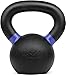 Yes4All Powder Coated Kettlebell, 18 lb Cast Iron Core Kettlebells with Non-Slip Handle & Flat Bottom for Conditioning, Heavy Duty for Strength Training - Single, Dark Blue