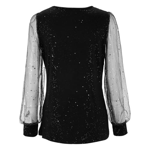 Camisetas festivas para mujer con purpurina y elegantes blusas de manga larga 6