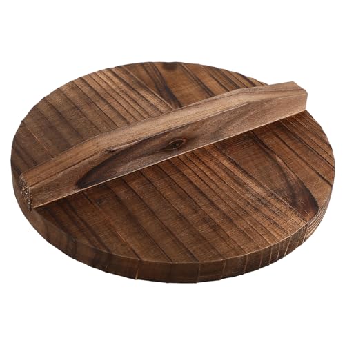 Healifty Tapa de Madera para Wok con Mango Ergonómico Cubierta Anti-salpicaduras para Ollas Domésticas Protege Superficies y Mantiene Temperatura Uniforme