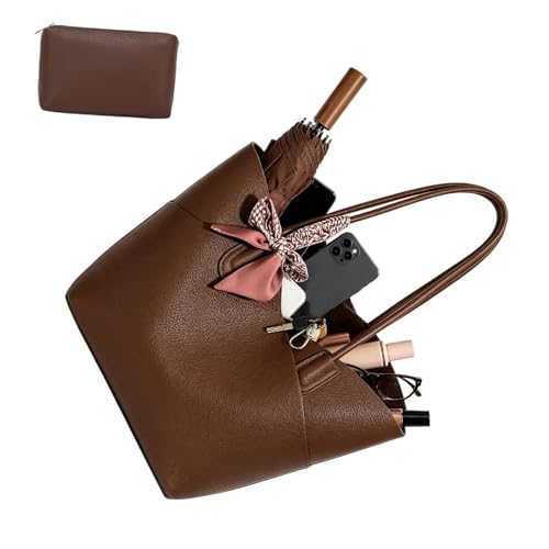 Bolso de mano para mujer, bolso estructurado de piel sintética impermeable - Bolsos de mano para mujer para viajes diarios de compras en casa al aire libre noche boda, Café negro., Se référer