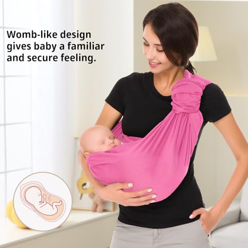 CUBY Water Baby Sling Carrier Lightweight Breathable Mesh Baby Wraps Carrier Adjustable Ring Sling Quick-Drying Baby Carriers Sling for Newborn Toddler Summer Swimming Pool Beach (Pink) by Cuby - Used condition - Image 8