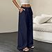Cotton Linen Pants Women Soft Y2k High Waisted Wide Leg Pants Casual Comfy Trendy Drawstring Trousers with Pockets Lounge Fashion Lightweight Athletic Workout Gym Trousers for Women Navy L