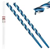 Keewaki 2-Pack 1/2' x 12' Wood Auger Drill Bits – 3-Flute Long Auger Drill Bit for Wood, High Carbon Steel Hex Shank with Protective Storage Tube