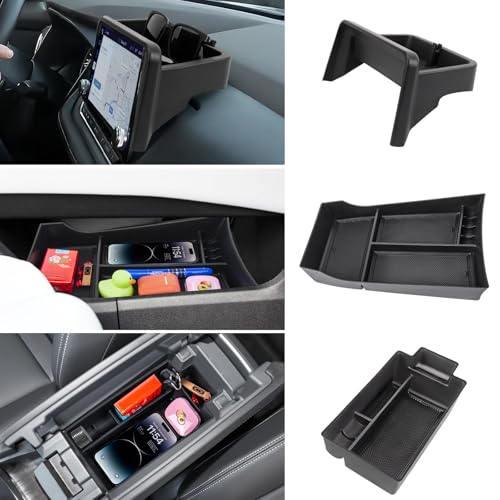 Neepiar 3PCS Center Console Organizer Compatible with 2021-2025 2026 Nissan Rogue S/SV/Rock Creek Dashboard Tray Armrest Storage Box Lower Center Console Interior Accessories(Only Fit 8-Inch Screen)