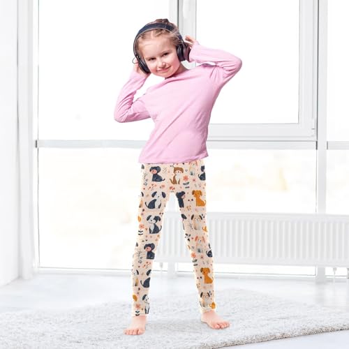Boccsty Black Brown Dog Print Girls Leggings Kids Yoga Pants Dance Active Tights 4T4