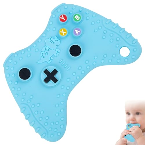 Mordedor Bebé con Forma de Mando a Distancia, Juguetes Bebés 6 12 Meses de Silicona de Grado Alimenticio para Alivio de la Dentición, Juguete Sensorial Montessori para Bebés 3 9 Meses, Azul Cielo