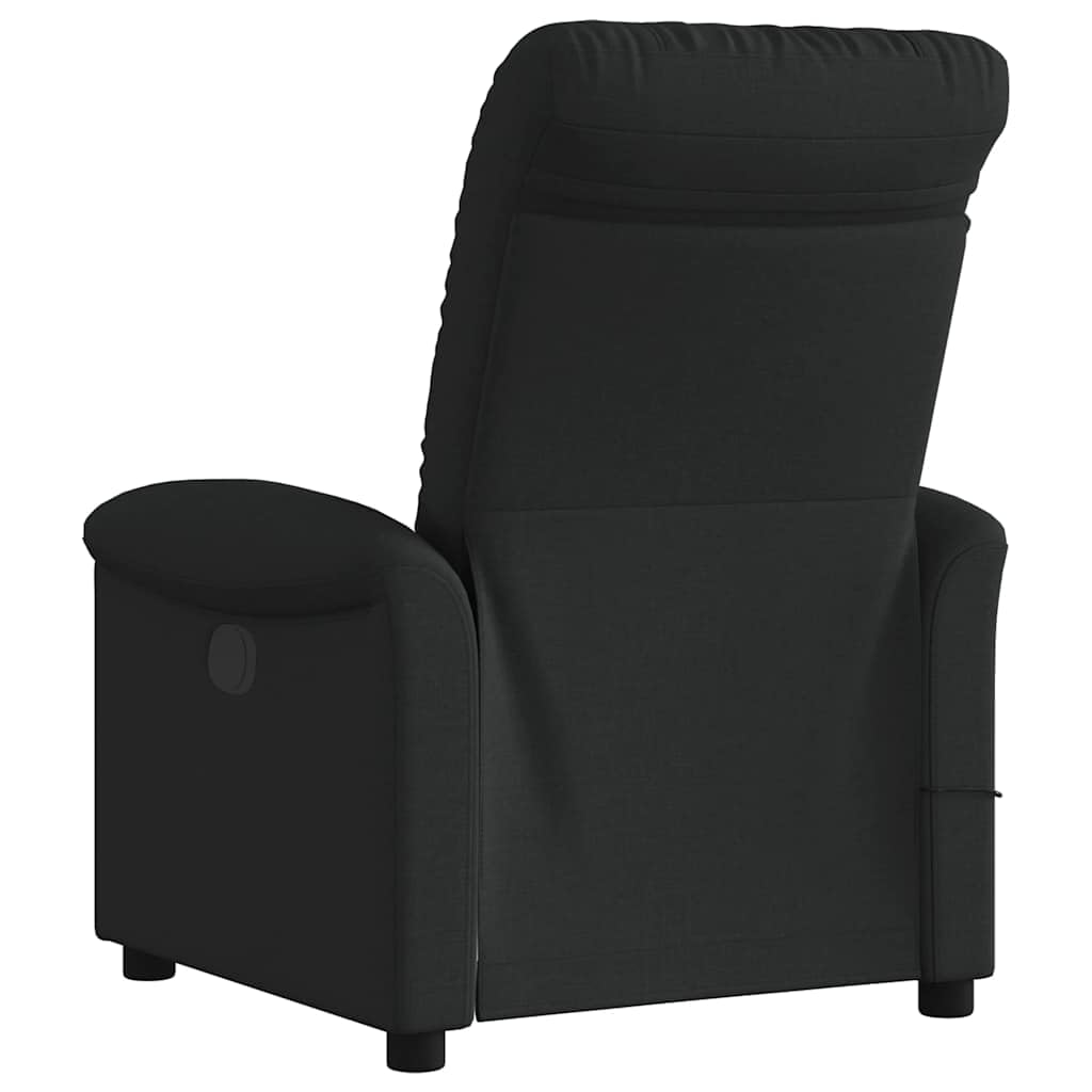 Sillón reclinable de masaje negro de tela con 6 puntos de vibración