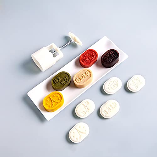 YLWX Baking Mooncake Mold, Pastry Moon Cake Mould Set, 50g Dessert Moon Cake Molder, Flower Shapes Mooncake Press Mold (Shape : 5 pcs A)