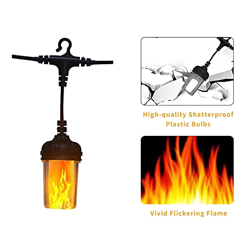 Flickering Flame String Lights For Halloween Decor Outdoor,23Ft Led String Lights For Outside,Plug In Garden Lights,Connectable Backyard Lights 10 Lantern & Hooks Decorative Lights Cafe Bistro Patio #TOP6