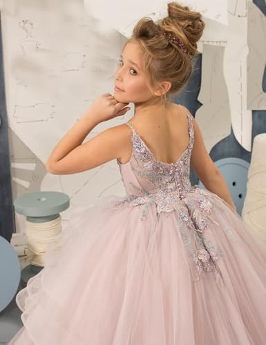 Flower Girl Dress Lace Applique - First Communion Dress Puffy Tulle Pageant Dress for Girls4