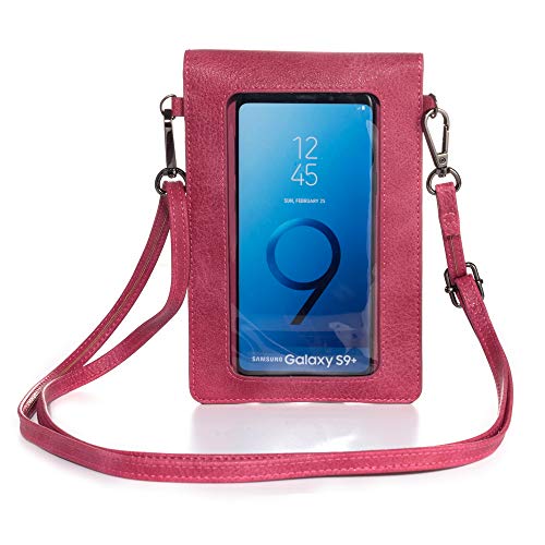 ebuymore Touch Screen Crossbody Phone Bag Shoulder Pouch Wallet Case for Samsung Galaxy S20 / S20+ / S10 / S9 Plus / Note10+ / Note 9/8 / A10 / A20 / A30S / A41 / A50 / A51 / Alcate (Pink)