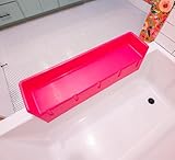 Tub Topper® Bathtub Splash Guard Play Shelf Area - Toy Tray Caddy Holder Storage - Suction Cups Attach to Bath Tub - No Mess Water Spill in Bathroom - Fun for Toddlers Kids Baby (Pink)