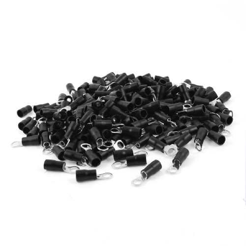 Aexit 500 x Audio & Video Accessories Black Pre Insulated Ring Terminals RVS3.5-5 for A.W.G 14-12 Wire Connectors & Adapters #10 Stud