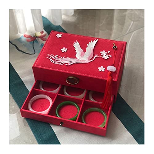 Boîte à bijoux style chinois brodée main le cadeau vintage idéal de grande capacité