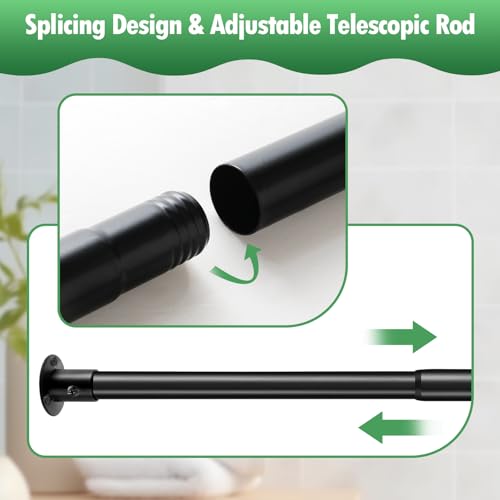 Image of Creatyi Heavy Duty Shower Curtain Rod (Black, 28 to 75 inch, Wall Mounted)