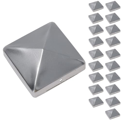 Metal Fence Post Caps for Fence Posts 100mm x 100mm Protector Cover Silver 20pc