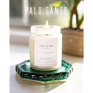 Craft & Kin Palo Santo Scented Candle| 8 Oz 45 Hour Long Lasting | Classic Soy Candles Wood Wick | Made with Natural Soy | Gifts for Men and Women Craft Kin Palo Santo Scented Candle 8 Oz 45 Hour Long Lasting Classic Soy Candles Wood Wick Made with Natural Soy Gifts for Men and Women