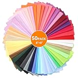 50 Farben Baumwollstoff Patchwork Stoffe zum Nähen, 20x20cm Einfarbige Cotton Fabric Squares, Stoffreste Paket zum DIY Basteln Patchworken Bastelarbeiten Dekoration für Kinder und Anfänger