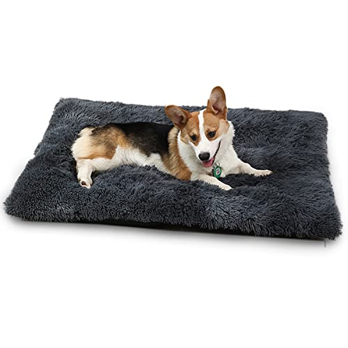 YAGE Dog Bed Washable Cat Bed Fluffy Small Medium Dog Mat,Orthopedic Dog Bed and Mattress for Dog Crate (M-65x50X8cm, Dark Gray)