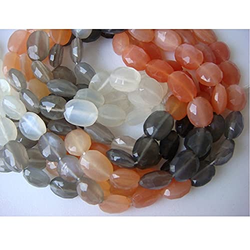 Multi Moonstone perles nuggets ovales facettés 9x7mm lot 5 rangs