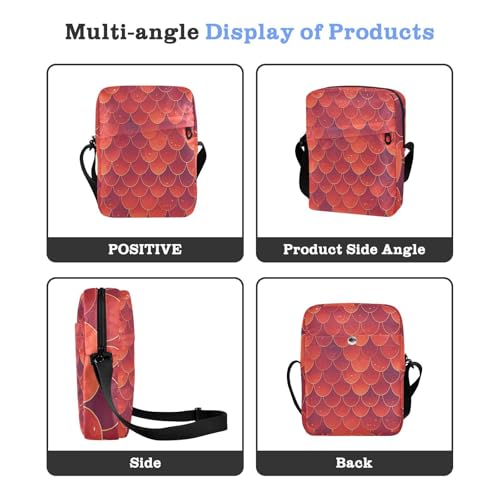 messenger bags Small Crossbody Bags Shoulder Handbags Adjustable Strap for work work - Red Mermaid - Scale Pattern4