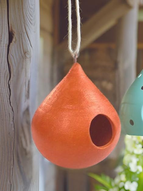 ZENRISE® Clay Bird House for breeding, Egg Laying pet and Free Birds (Terracotta, Brown, 14 cm) - 1 Piece-image-44
