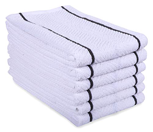 Toallas de cocina súper absorbentes, pack de 6 paños de algodón con tejido de espiga, carbón 2