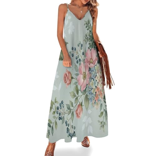 Robe bohème femme col en V chic imprimé champêtre d'été