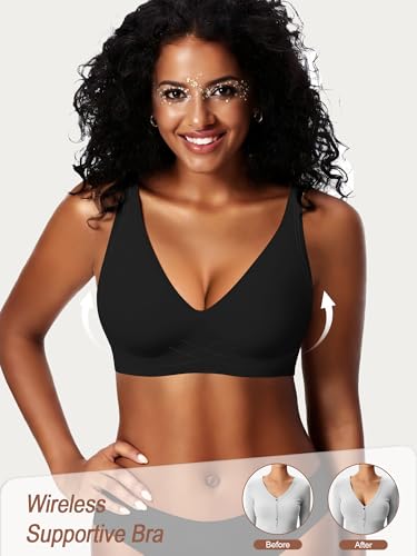 Image of Jelly Wireless Bras for Women No Underwire Push Up Seamless Full Coverage Bralettes Support Lift Everyday Bra