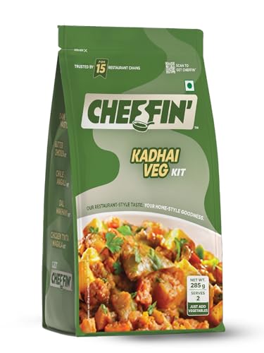Image of Cheffin' Kadhai Veg Masala 285g | Chef Curated Gourmet Cooking Kit |Cooks 150-200g Veggies or Paneer| Ready in 10 mins| 100% Natural, No Preservatives | Just add Fresh Veggies or Paneer |Serves 2-3