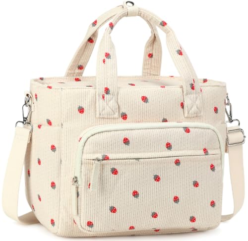 Bluboon Insulated Lunch Box for Work with Cup Holder, Corduroy Lunch Tote