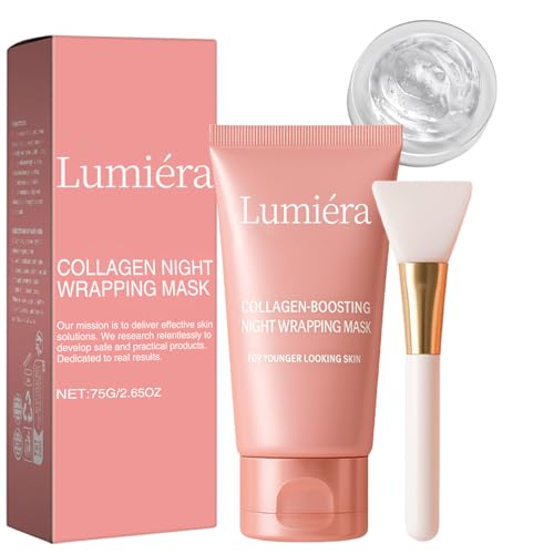 Lumiera Collagen Mask, Mask Collagen Boosting Night Mask, Overnight Collagen Sleeping Face Mask, Brighten Skin Tone & Reduce Wrinkles, Easy Peel off Collagen Night Wrapping Facial Mask